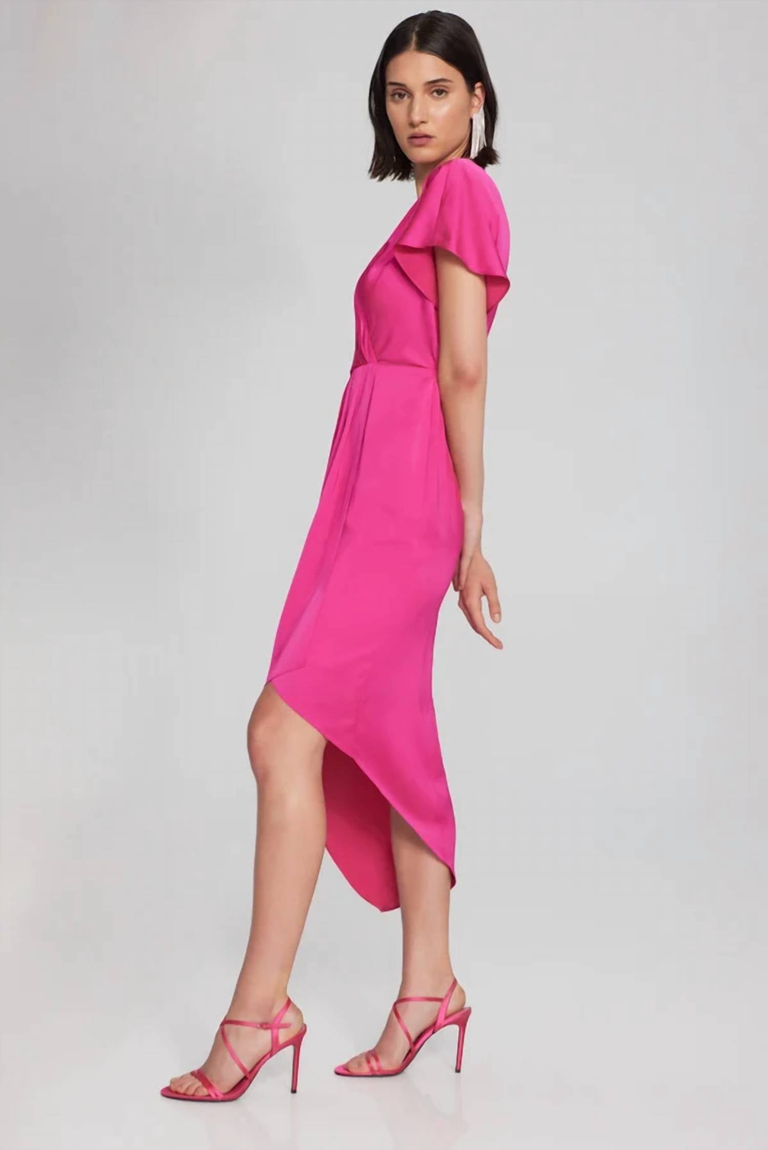 Joseph Ribkoff - Wrap Front Asymmetric Hem Dress