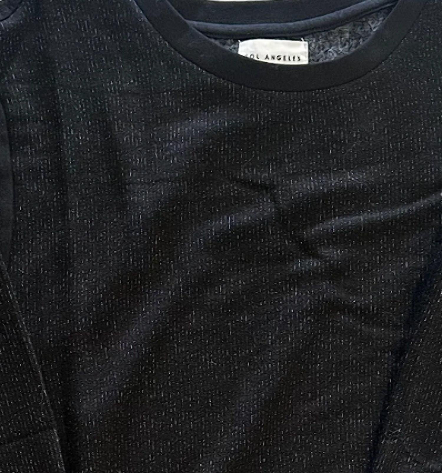 SOL ANGELES Men's Brush Boucle Rib Sweater Top in black - men's sweater - detail view