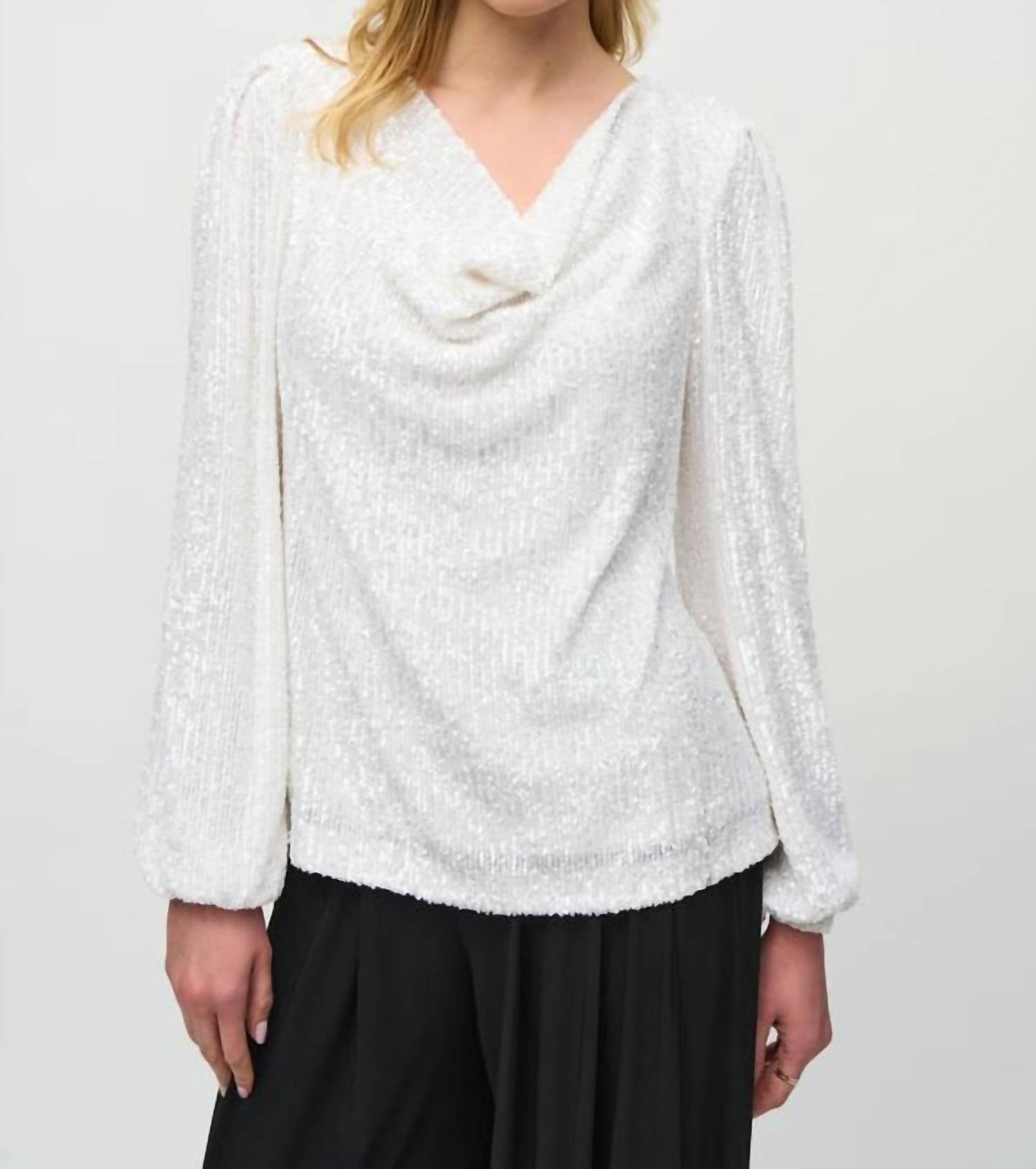 Joseph Ribkoff - Sequined Cowl Neck Top