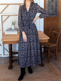 EMERSON FRY Frances Basque Dress in artisan vines organic - women's dress