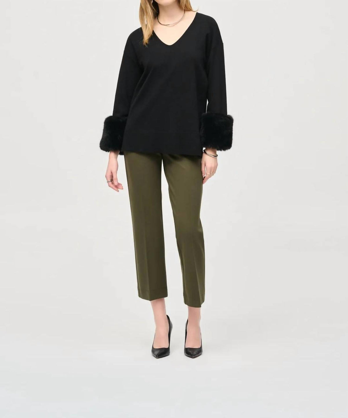 Joseph Ribkoff - Faux Fur Cuffs Tunic