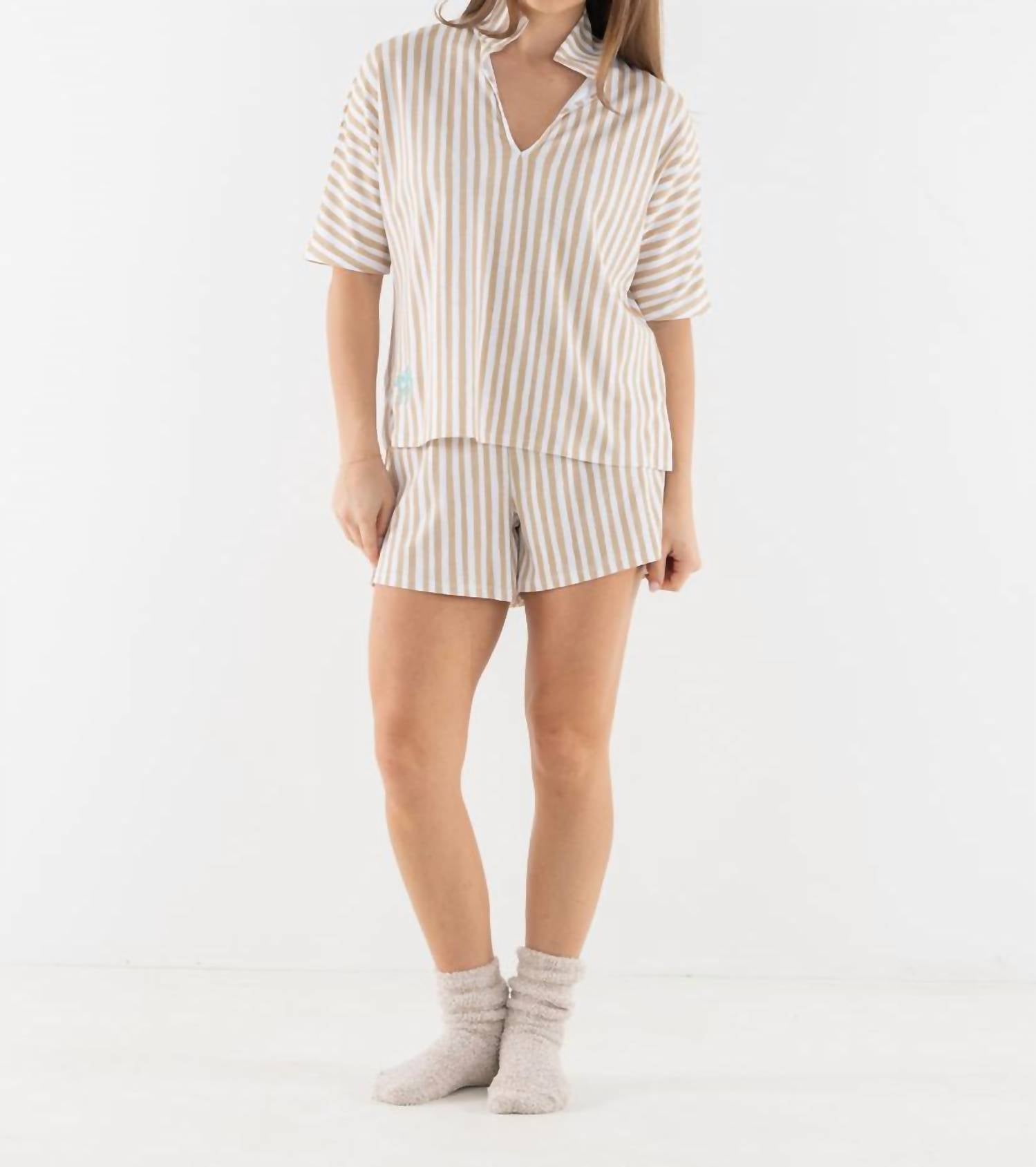 Emily Mccarthy - Stripe Pajama Short Set