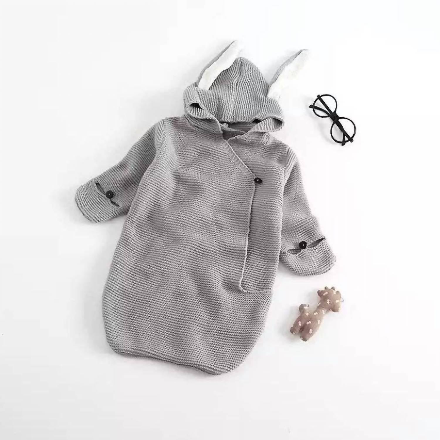 Annie & Charles Boy's Knitted Sleeping Bag in grey - kids' item - detail view