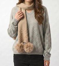 Joseph Ribkoff - Embellished Pom Pom Knit Scarf