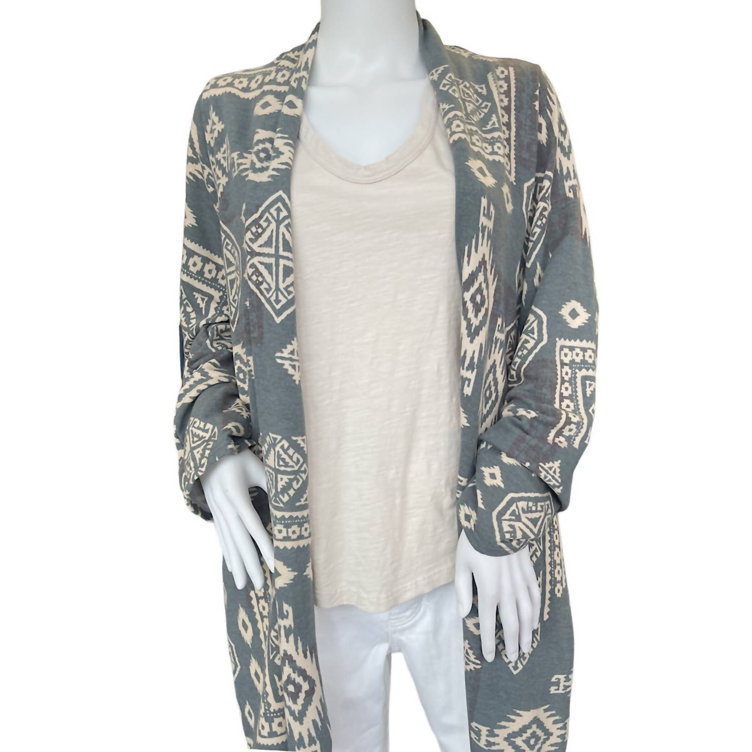 Cotton Bleu - Women's Ethnic Print Open Front Cardigan - Plus