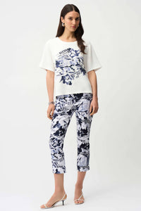 Joseph Ribkoff - front print straight t-shirt with rhinestones