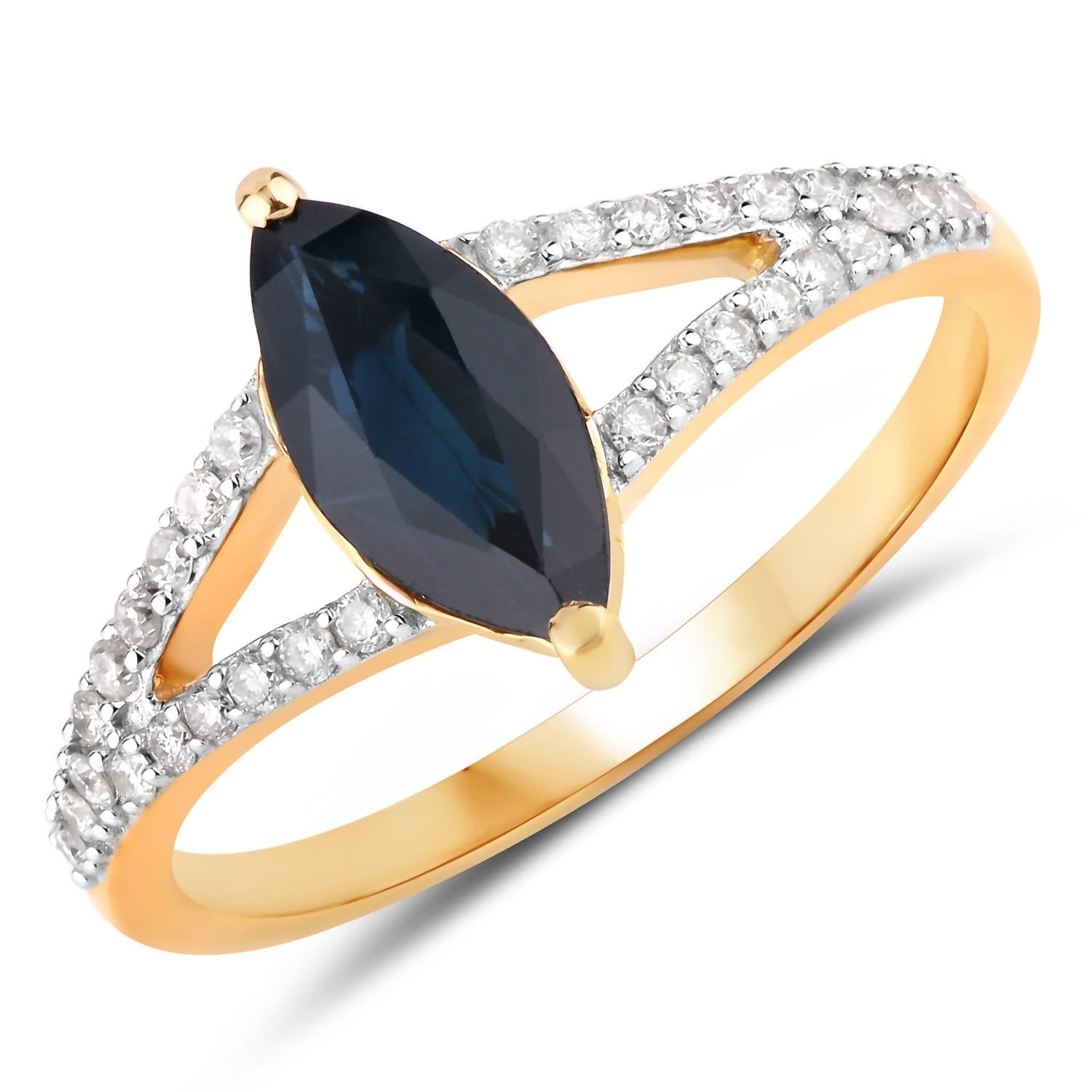 Diana M Jewels Women's Marquise Natural Blue Sapphire Fashion Ring (1.50 Ct) - Petite in 14k yellow gold - women's jewelry