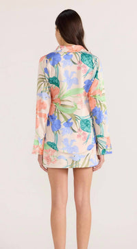 MINKPINK Ravina Tie Shirt in vivid floral print - women's long sleeve top - detail view