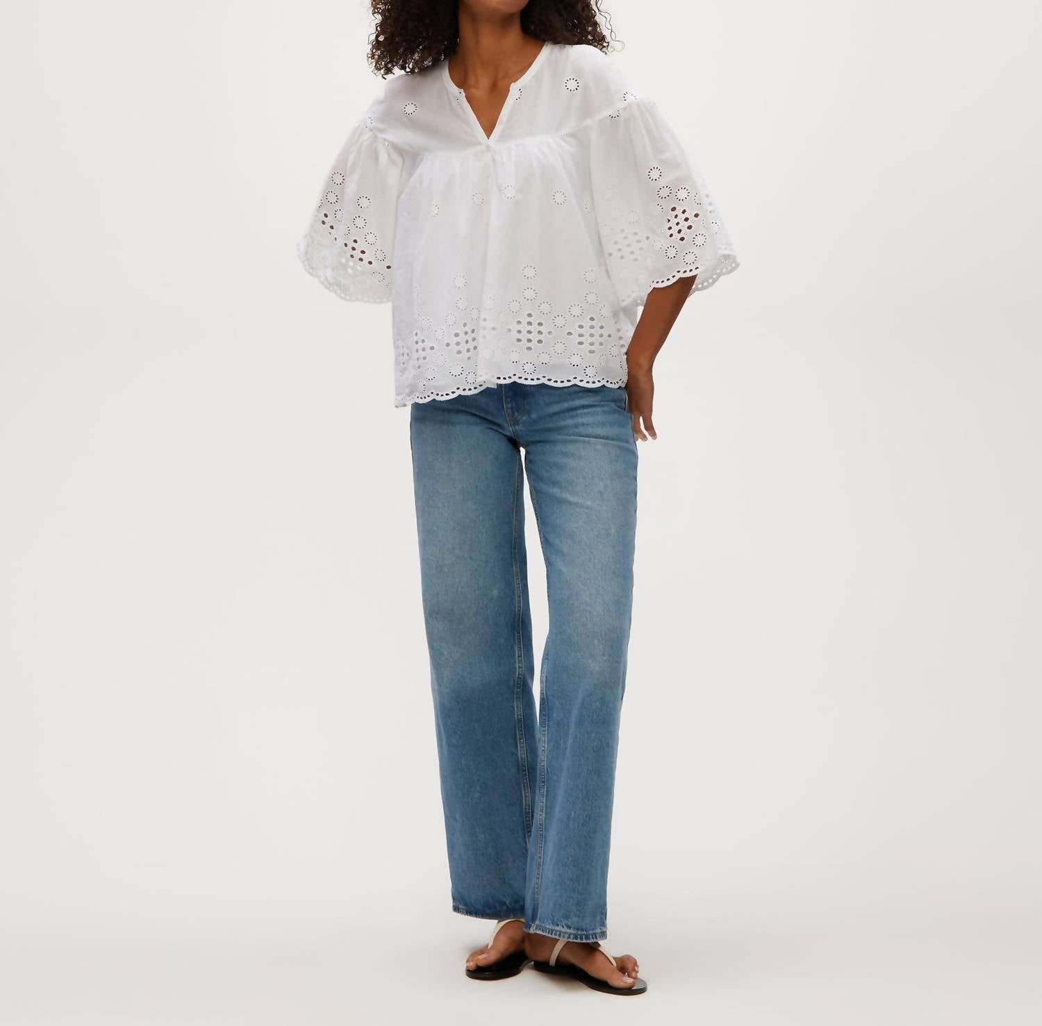 Michael Stars - Gloria Eyelet Flutter Top