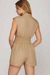 She + Sky - Cap Sleeve Front Zip Romper
