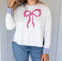 ee:some Wrapped With A Bow Blouse in grey navy - women's blouse