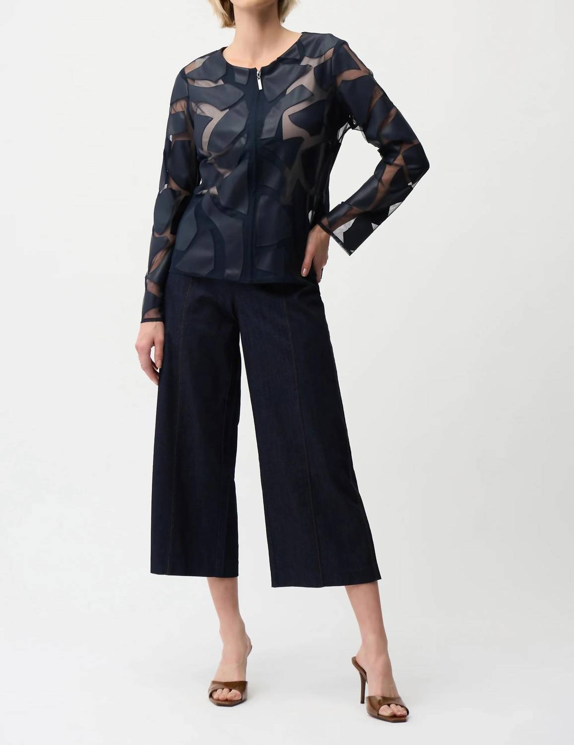 Joseph Ribkoff - Leatherette Mesh Jacket