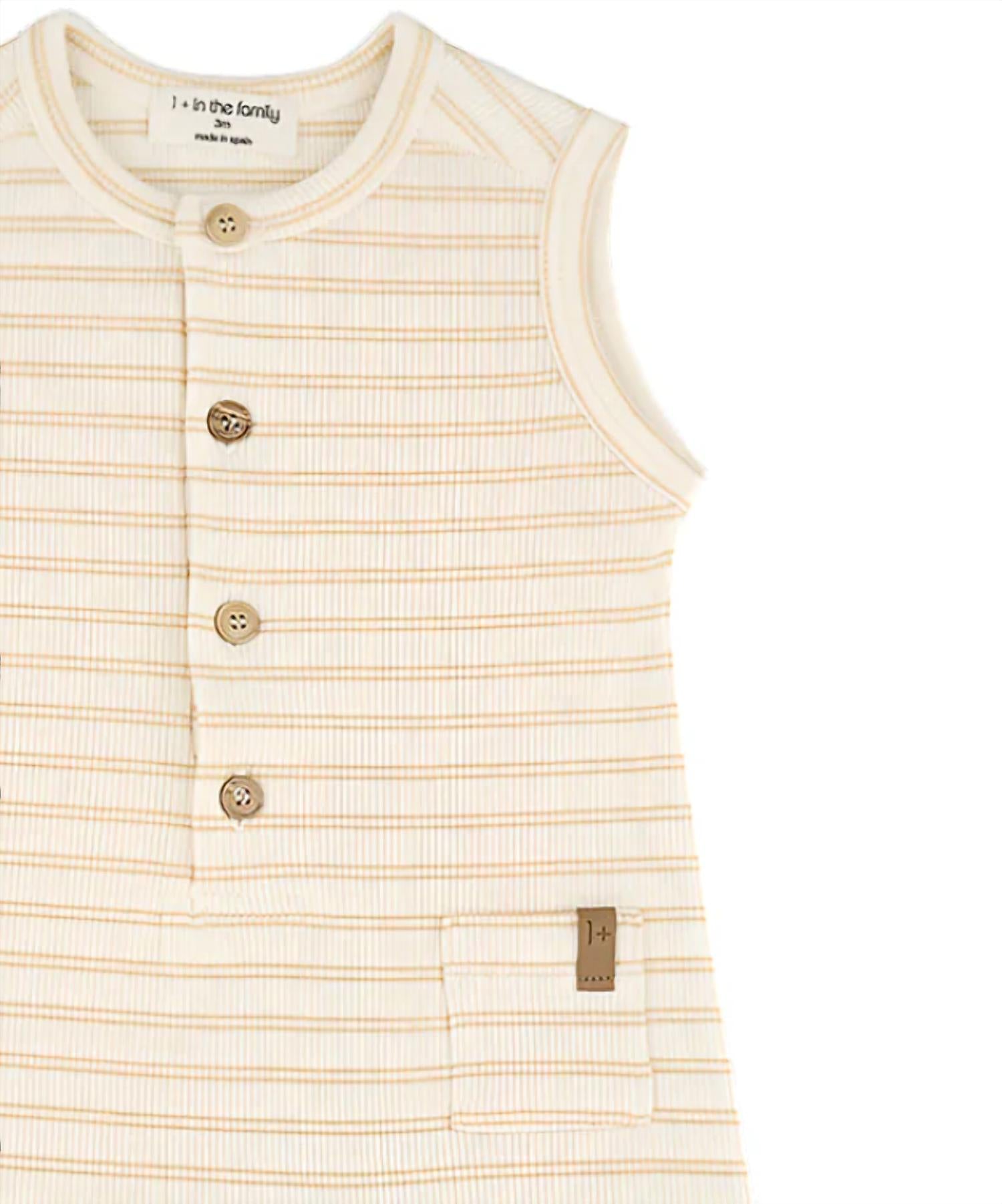 One More In The Family - Kid's Striped Manu Romper