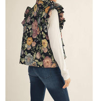 Jodifl Rosewood Tapestry Puffer Vest in multicolor - women's jacket - detail view