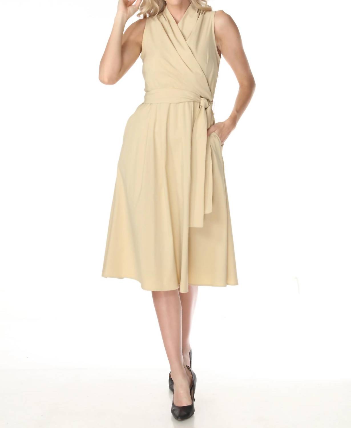 Joseph Ribkoff - Belted Poplin Midi Wrap Dress