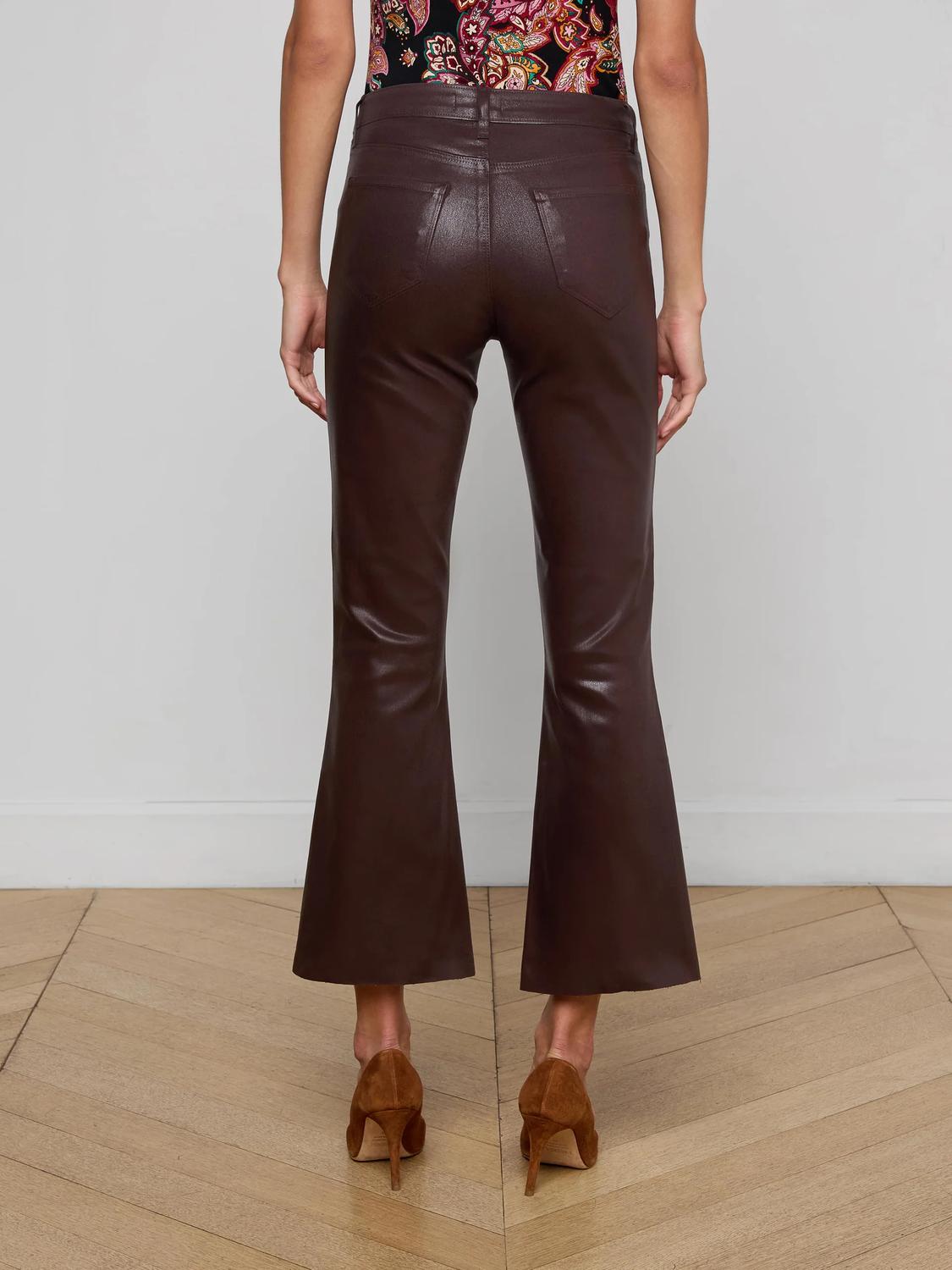 L'Agence Kendra Cropped Flare Pant in chocolate coated - women's pants - alternate view