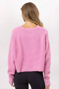 HYFVE Basic Crewneck Sweater in rose pink - women's sweater - detail view