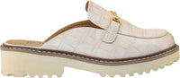 Corkys Footwear Womens Wingin It Heeled Mule in ivory snake - women's shoe