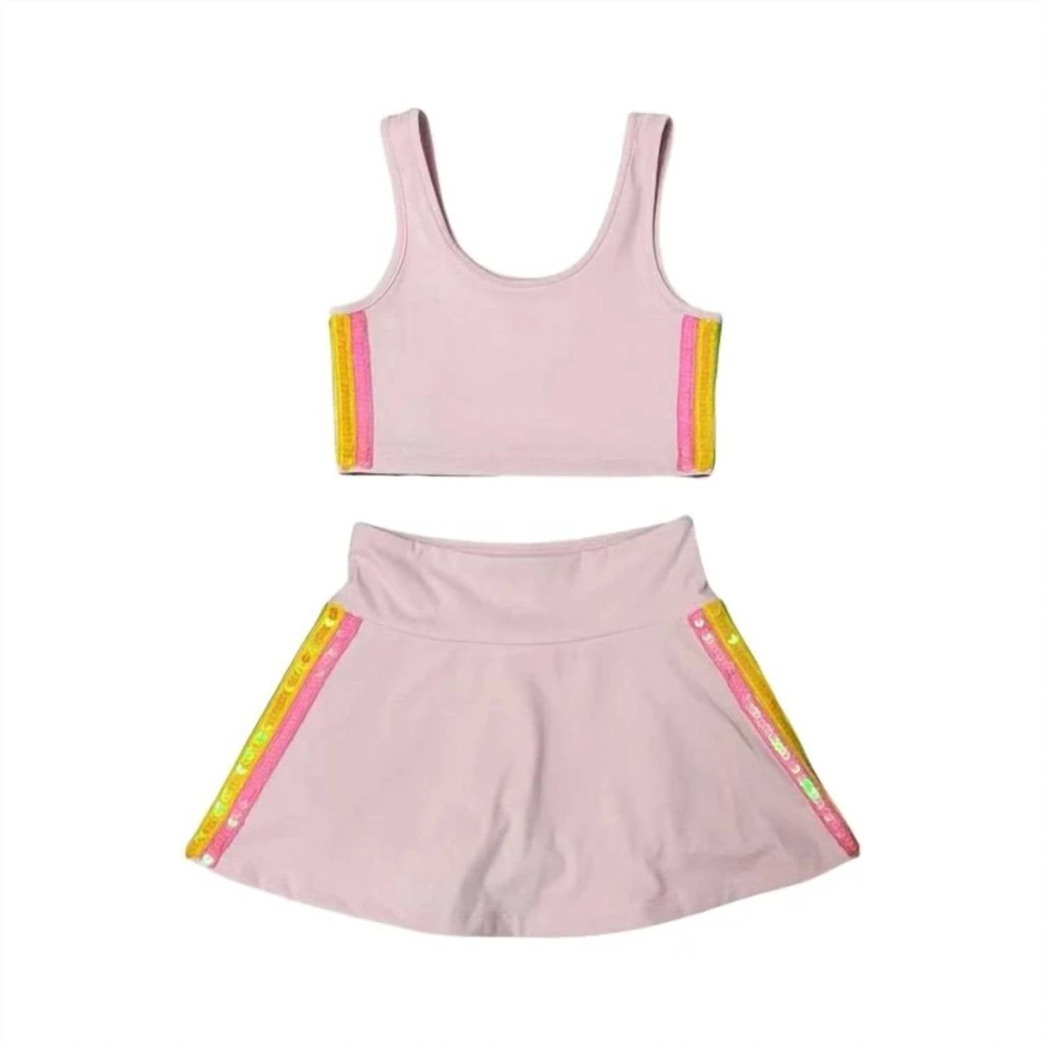 Lola + The Boys - Girl's Rainbow Sherbet Sequin Tennis Set