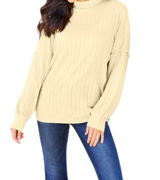 Basic Bae - Sleek Ribbed Mock Neck Knit Top