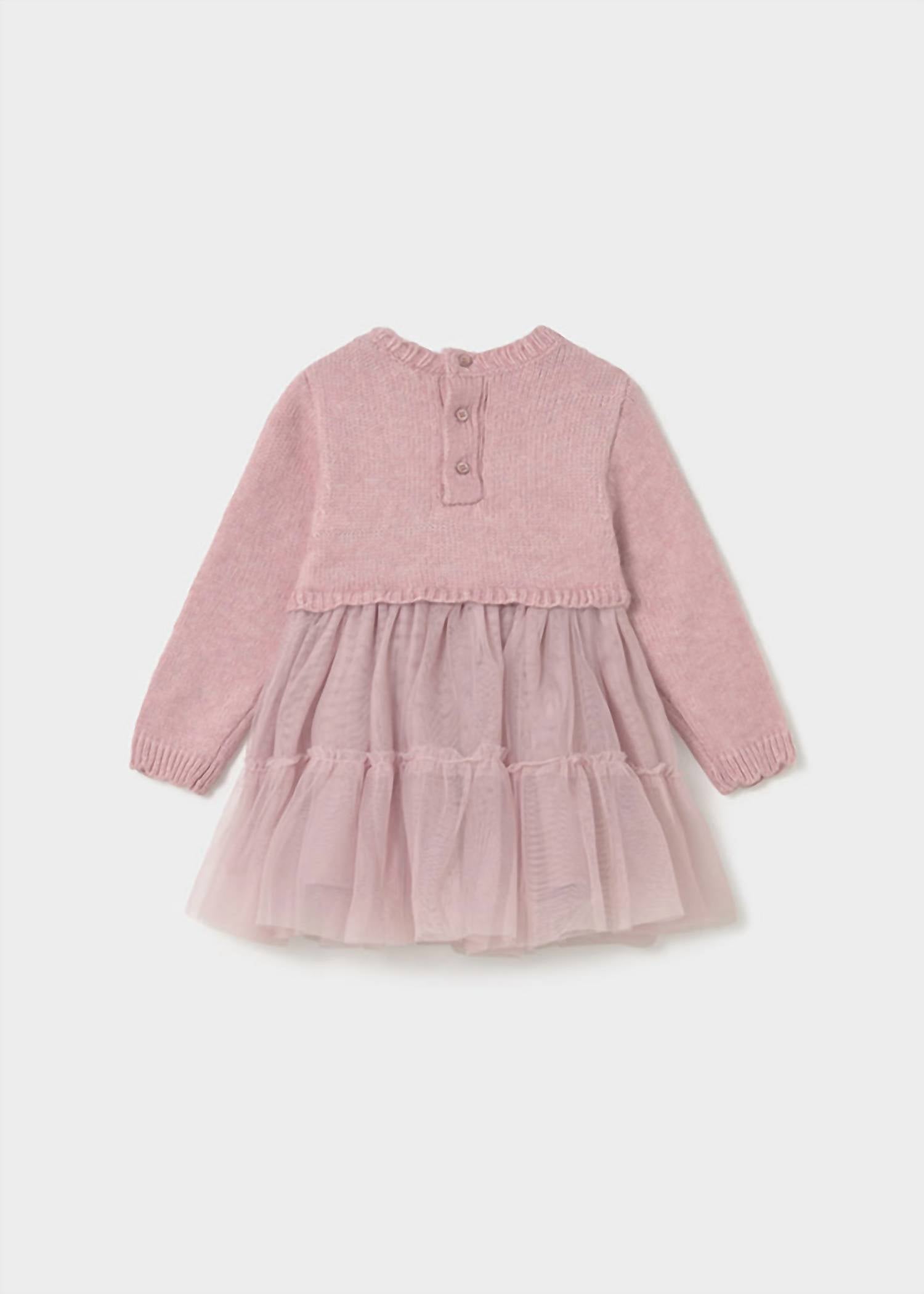 Mayoral - Girl's Sweater Knit And Tulle Layered Dress