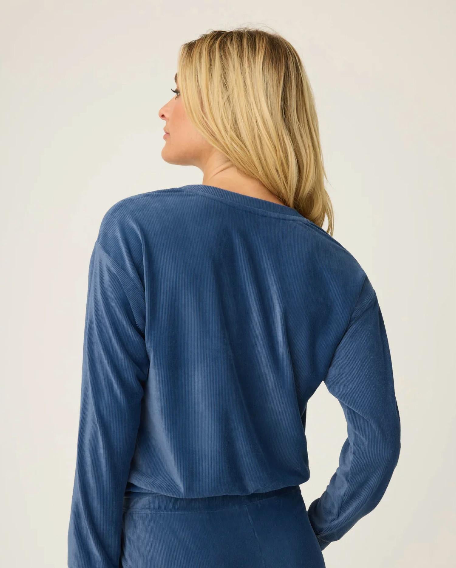 Pj Salvage - Craving Corduroy Long Sleeve V-neck Velour Top