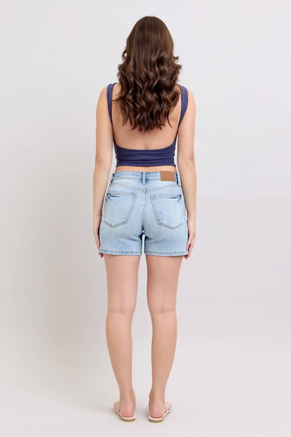 Judy Blue Mid Rise Dad Shorts in vintage wash - women's shorts - view 14