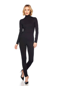 Susana Monaco Mock Neck Long Sleeve Jumpsuit in black - women's pants - alternate view