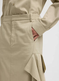 Tibi - Luxe Spring Twill Tucked Pleat Midi Skirt
