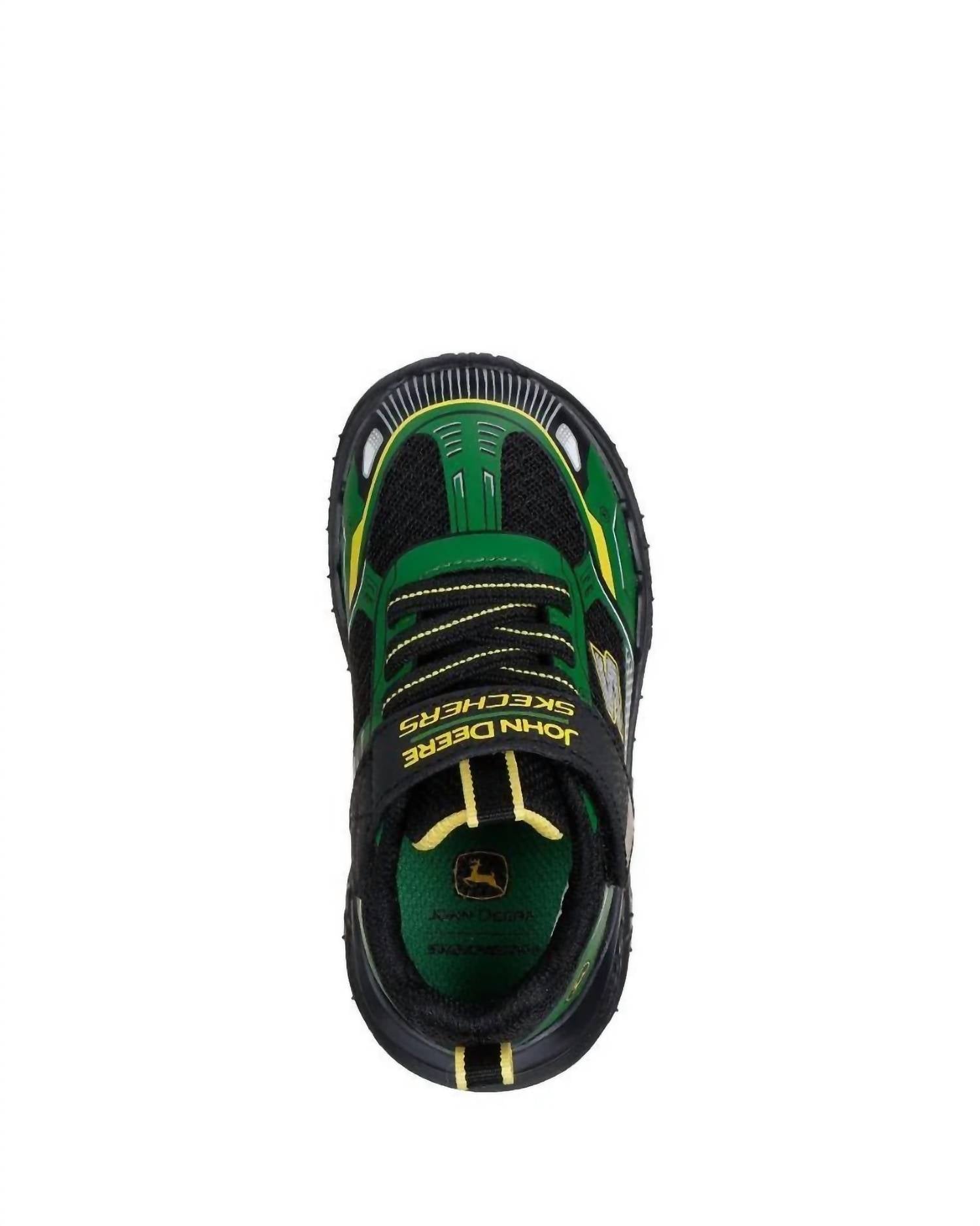 Skechers Boys Tracks Tractor Shoes in green black yellow - kids' sneaker - alternate view