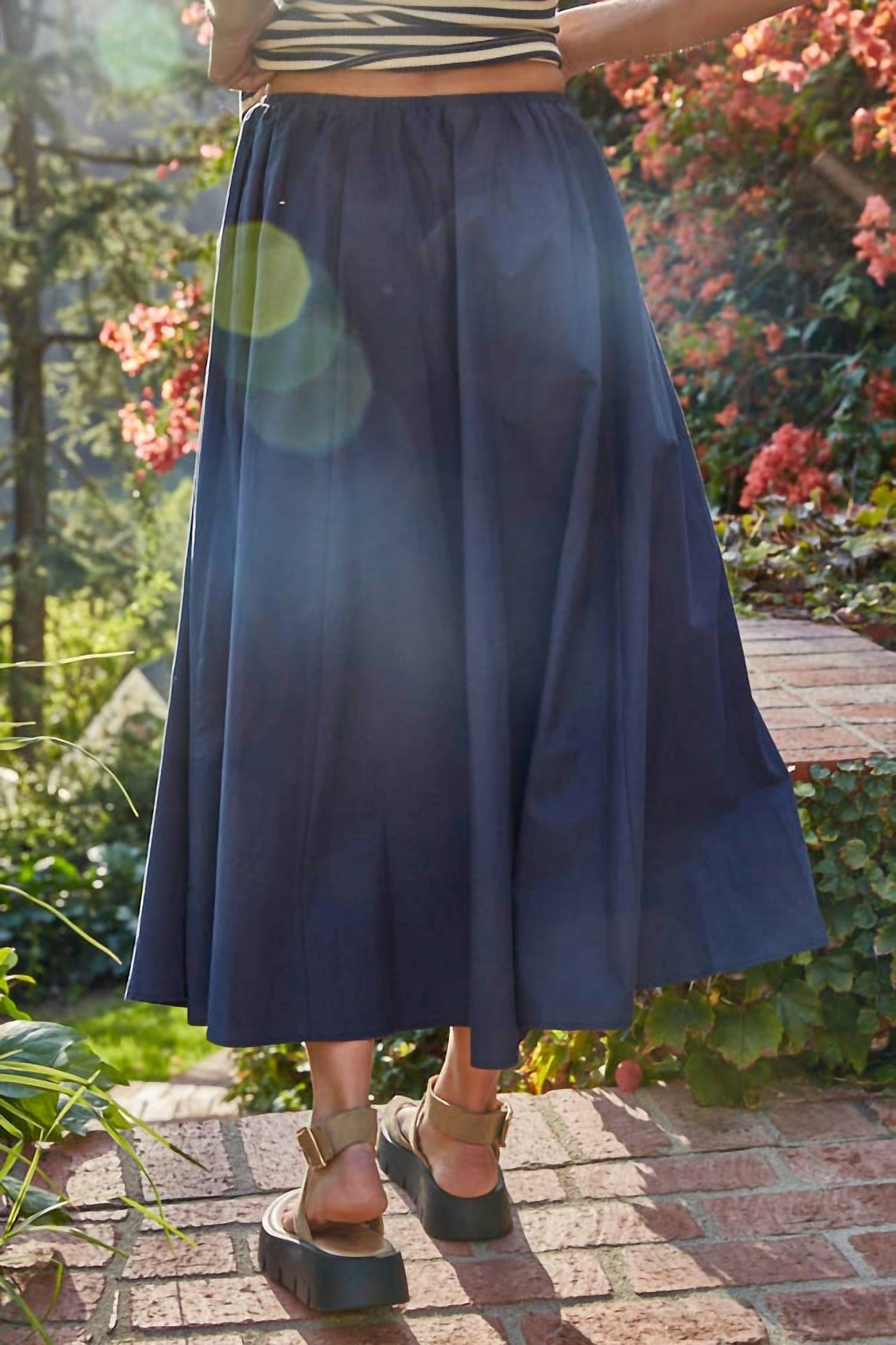 By Together - Drawstring Flare Midi Skirt