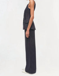 SIMKHAI Edie Square Neck Top in midnight stripe - women's shirt - detail view