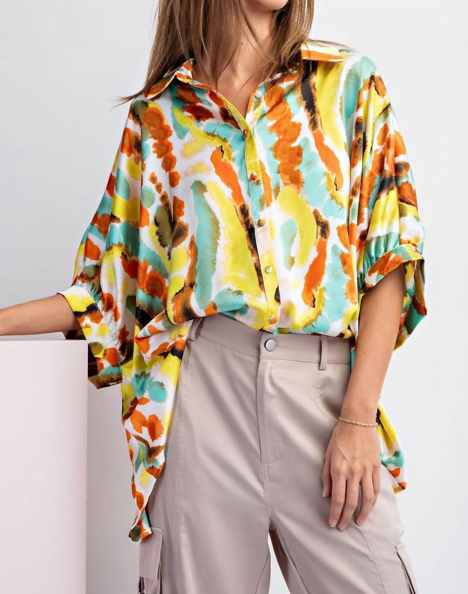 Ee:Some - Tie Dye Button Down Blouse