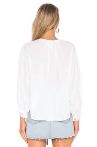 Velvet by Graham & Spencer Jacoba Button Down Top in white - women's blouse - detail view