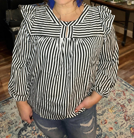 Andree By Unit - Striped Ruffle Top