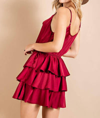 Ee:Some - Cowl Neck Ruffled Bottom Mini Dress