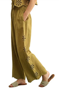Miou Muse - Embroidered Daisy Pants