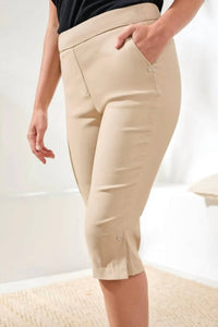 Tribal - Flatten It Slim Leg Capris Pants With Snap Vents