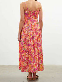Skies Are Blue - Floral Print Smocked Midi Dress