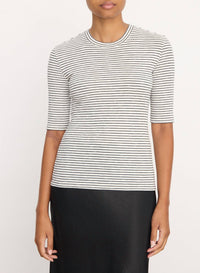 Vince - Striped Elbow Sleeve Crew Tee