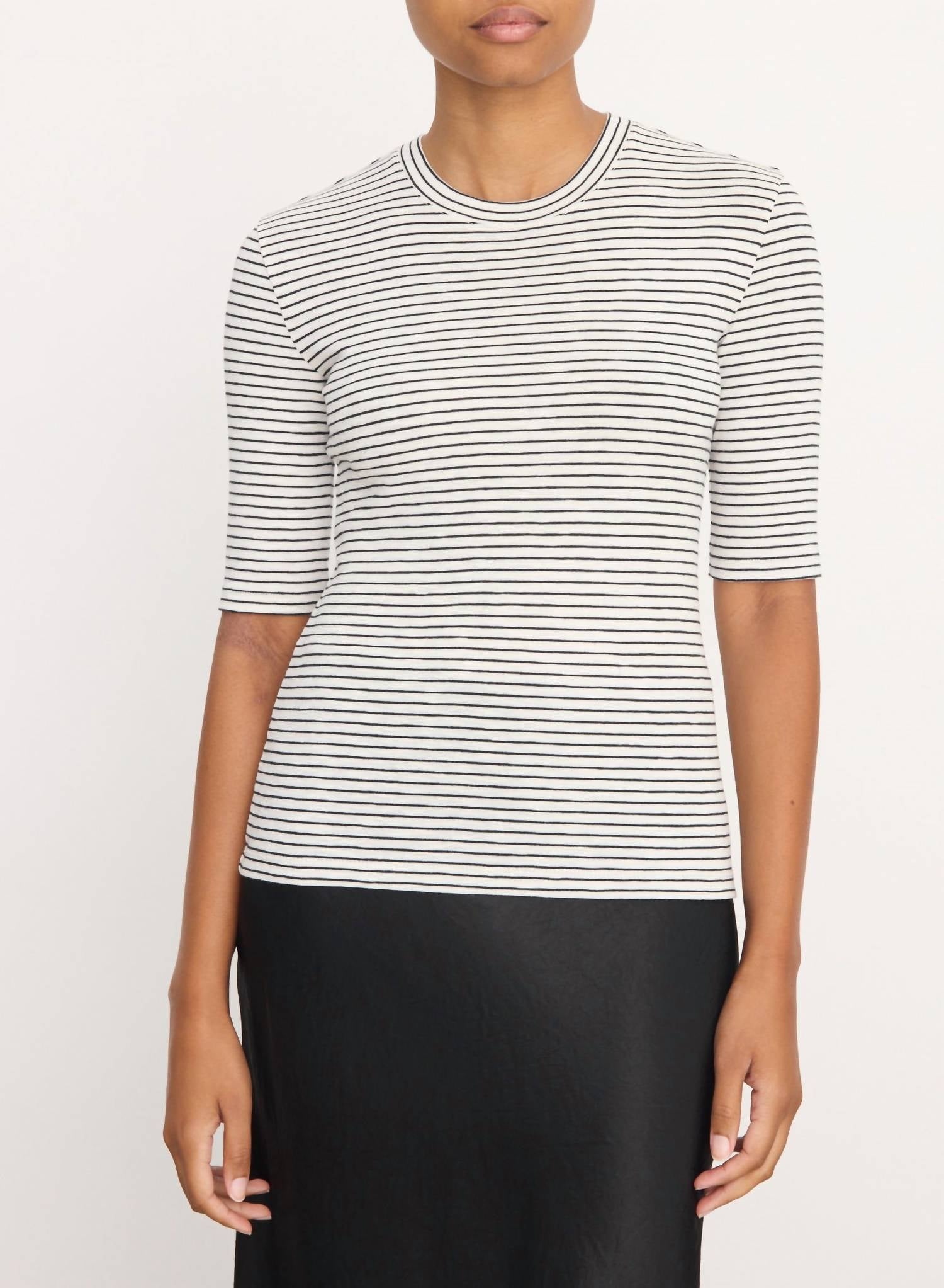Vince - Striped Elbow Sleeve Crew Tee