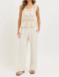 Sweet Lovely By Jen - Smock Waist Lined Blend Wide Leg High Rise Pants