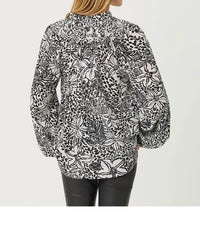 Lilly Pulitzer Lourdes Long Sleeve Top in onyx lots to spot - women's blouse - alternate view