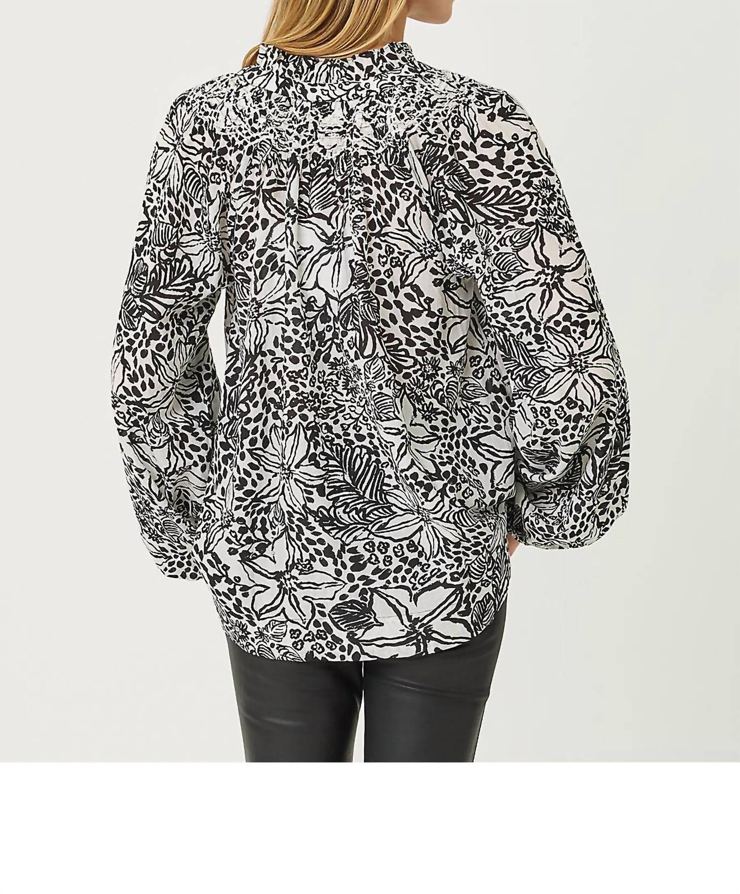 Lilly Pulitzer Lourdes Long Sleeve Top in onyx lots to spot - women's blouse - alternate view