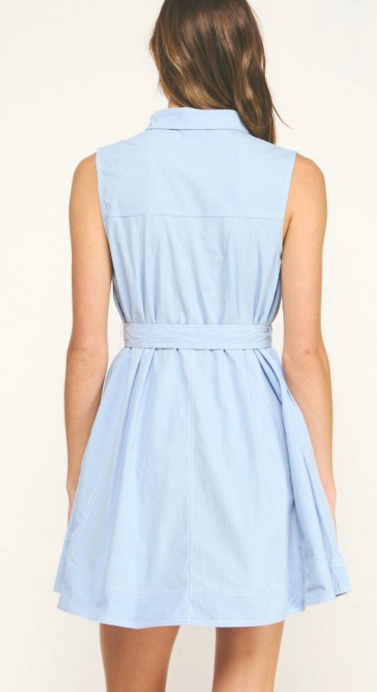 Liv - Contrast Top Stitch Mini Shirt Dress