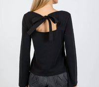 Nation LTD Tavin Tie Back Long Sleeve Top in jet black - women's long sleeve top - alternate view