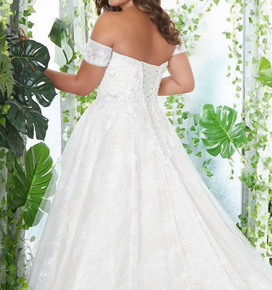 Morilee - Beaded Lace And Tulle Off The Shoulder Sleeves