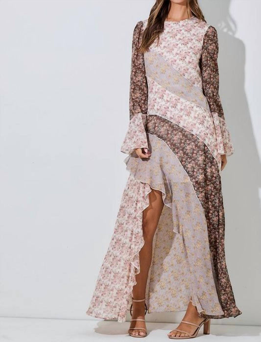 Baevely By Wellmade - Boho Floral Chiffon Maxi Dress