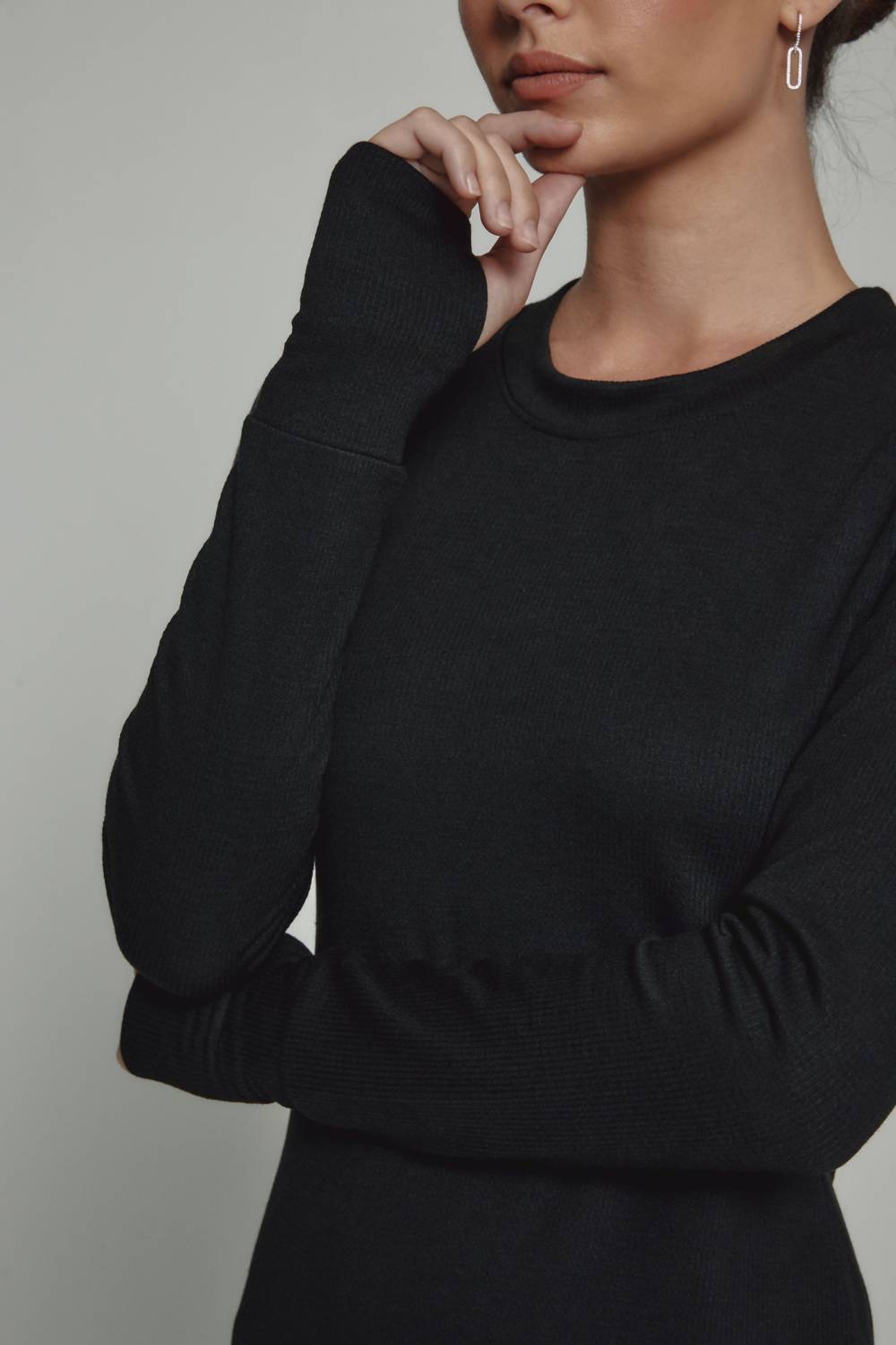 7Diamonds - Core Ribbed Long Sleeve Midi Dress