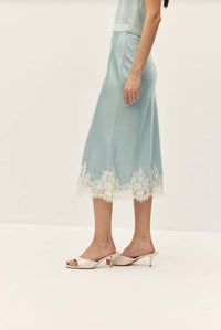 Elodie - Women's Enid Lace Satin Midi Skirt